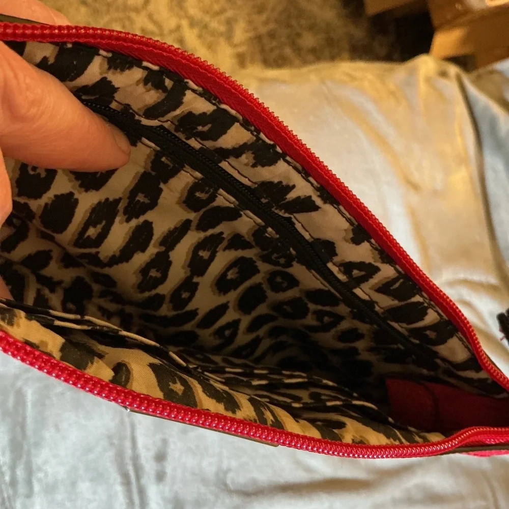 Nine West Red Pebbled Leather Clutch with Gold Plaque